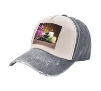 ASFgda Gorra de béisbol de algodón desgastado lavado con estampado de piedra zen ajustable para hombre y mujer, gorra de golf para papá, gris, Talla única