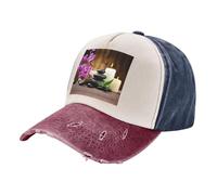 ASFgda Gorra de béisbol de algodón desgastado lavado con estampado de piedra zen ajustable para hombre y mujer, gorra de golf para papá, Marino Y Rojo, Talla única