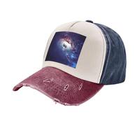 ASFgda Gorra de béisbol de algodón desgastado lavado para hombre y mujer, con estampado abstracto de universo, ajustable, gorra de golf para papá, Marino Y Rojo, Talla única