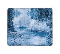 ASFgda Hermosa alfombrilla de mouse con estampado de paisaje nevado con borde cosido, cómoda alfombrilla de mouse con base de goma antideslizante para computadora/cafetería/hogar/oficina