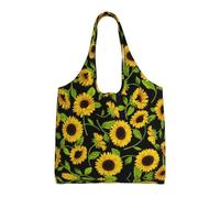 ASFgda Hermosa bolsa de lona con estampado de girasol, bolsa de compras reutilizable, bolsa de hombro de gran capacidad para uso diario, viajes, playa