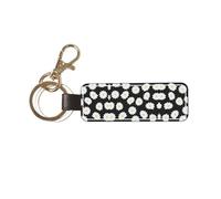 ASFgda Llavero de piel auténtica con estampado de margarita blanca 2, llavero universal, llavero de cuero para coche/hogar