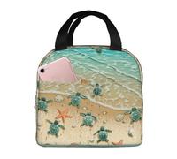 ASFgda Lonchera con estampado de estrella de mar de tortuga para mujeres y hombres, resistente al agua, reutilizable, para trabajo, oficina, viajes, picnic