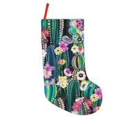 ASFgda Medias de Navidad personalizadas con estampado de cactus florecientes, medias colgantes de 18 pulgadas para decoración familiar de fiestas de Navidad