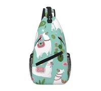 ASFgda Mochila bandolera ligera con estampado de flores de cactus y llamas tropicales, de moda, estilo informal, para hombre