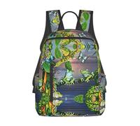 ASFgda Mochila casual con estampado de ranas y mariposas de verano para hombres y mujeres, duradera, ligera, con correas ergonómicas para los hombros
