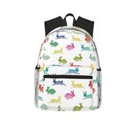 ASFgda Mochila clásica básica con estampado de conejos en diferentes posturas para saltar, correr, mochila universitaria, mochila escolar, mochila impermeable para la universidad, viajes, trabajo