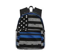 ASFgda Mochila clásica básica de viaje americana con estampado de bandera de línea azul, mochila escolar universitaria, mochila impermeable casual para la universidad, viajes y trabajo