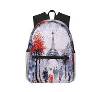 ASFgda Mochila clásica básica de viaje con diseño de árbol de la ciudad de París, torre Eiffel, mochila escolar universitaria, mochila impermeable casual para la universidad, viajes y trabajo