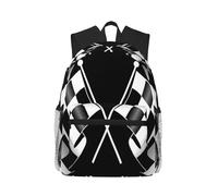 ASFgda Mochila clásica básica de viaje, con diseño de banderas a cuadros, color negro y blanco, mochila escolar e impermeable para la universidad, viajes, trabajo