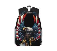 ASFgda Mochila clásica básica de viaje con estampado de bandera de águila americana, mochila escolar universitaria, mochila impermeable casual para la universidad, viajes, trabajo