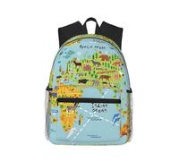 ASFgda Mochila clásica básica de viaje con mapa del mundo, mochila impresa, mochila escolar universitaria, mochila informal impermeable para la universidad, viajes, trabajo