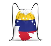ASFgda Mochila con cordón, impermeable, con estampado de bandera de Venezuela, para mujeres y hombres, ligera, gimnasio, yoga, casual, al aire libre, Negro, S