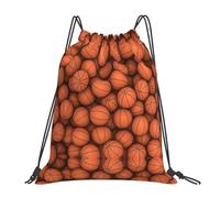 ASFgda Mochila de baloncesto con cordón y estampado naranja, bolsa de almacenamiento deportiva para gimnasio, viajes, yoga, playa, mochila para hombres y mujeres
