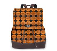 ASFgda Mochila de piel con estampado de baloncesto para mujer, bolsa para laptop de 14 pulgadas, mochila de moda para viajes, trabajo y universidad