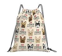 ASFgda Mochila deportiva con estampado de bulldog francés con cordón para gimnasio, viajes, yoga, playa, para hombres y mujeres