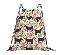 ASFgda Mochila deportiva con estampado de vacas y vacas con cordón rosa, bolsa de almacenamiento para gimnasio, viajes, yoga, playa, para hombres y mujeres