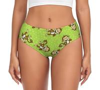 ASFgda Ropa interior transpirable con estampado de mono inteligente verde para mujer, ropa interior elástica, súper suave y cómoda, disponible en tallas grandes, Negro, XXL