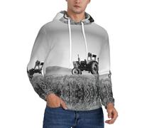 ASFgda Sudadera con capucha para hombre, diseño de tractor agrícola, con estampado tranquilo, para invierno, informal, con bolsillo canguro, tallas S-4XL, Negro, 4XL Grande