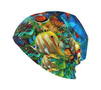 ASFgda The Underwater World - Gorro con estampado de peces tropicales para hombres y mujeres, gorro cálido, para esquí de invierno, gorro suave, color negro