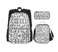 ASFgda Wrestlers - Juego de mochila escolar con estampado deportivo con bolsa de almuerzo, estuche para lápices, duradero, ligero, gran capacidad para uso diario escolar