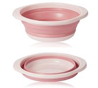ASFINS barreño plegable, barreño, cuenco de lavado redondo plegable grande multifuncional, cuenco plegable portátil que ahorra espacio para lavar verduras, lavavajillas, ropa interior (rosa/grande)