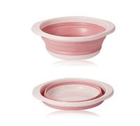ASFINS barreño plegable, barreño, cuenco de lavado redondo plegable mediano multifuncional, cuenco plegable portátil que ahorra espacio para lavar verduras, lavavajillas, ropa interior (rosa)
