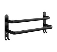 ASFINS Toallero Adhesivo Toalleros de Baño Sin Taladro Toallero Doble Barra, Toallero de 2 Niveles con Ganchos para Cocina Baño Inodoro Hotel Oficina, 2 Formas de Instalar (Negro, 40cm)