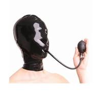 Asfixia Máscaras sexy Máscaras de látex con tapones inflables Cosplay extraíbles Máscaras BDSM Máscaras de mordaza SM Máscaras de goma Máscaras sexuales Bondage Juguetes sexuales extremos para parejas