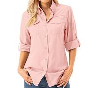 Asfixiado - Blusa de manga larga para mujer con protección UV UPF 50+ Ropa de safari, camisa de senderismo para mujer, ropa de exterior, enfriamiento rápido, secado rápido, protección solar, camisa