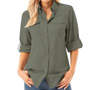 Asfixiado Blusa de mujer con protección UV UPF 50+, ropa de safari, blusa de senderismo para mujer, de secado rápido, protección solar, de manga larga, M