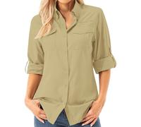 Asfixiado Blusa de mujer con protección UV UPF 50+, ropa de safari, blusa de senderismo para mujer, de secado rápido, protección solar, de manga larga, barro, S