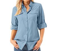 Asfixiado Blusa de mujer con protección UV UPF 50+, ropa de safari, blusa de senderismo para mujer, de secado rápido, protección solar, de manga larga