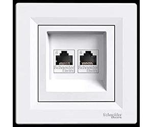 Asfora - Caja isdn cat6 2 x rj45, enchufe, completo, schneider electric, blanco, nuevo