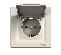 Asfora - Enchufe individual con toma de tierra lateral - 16 A tapa crema CE DVE IP20 EPH3100123