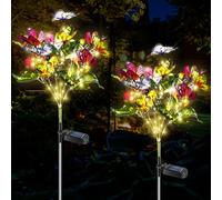 Asfrode 2 lámparas solares para jardín exterior, cadena de luces de mariposa, luces solares de jardín, IP55, resistentes al agua, para jardín, jardín, jardín, jardín, patio, césped, balcón, decoración