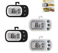 Asfrode Pack De 4 En Negro Y Blanco: Termómetros Digitales para Refrigerador con Pantalla LCD, Impermeables Y Magnéticos, Función MAX/Min, para La Cocina En Casa (2 Negro+2 Blanco)