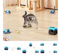 AsFrost Juguete interactivo mejorado para gatos de interior, control automático/manual, juguete de pluma de gato, cinta de correr para gatitos aburridos, cachorros, jugar, persecución, ejercicio, caza