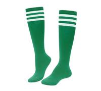 ASFWAGQ Calcetines clásicos para mujer, disfraz de animadora, calcetines hasta la rodilla, calcetines tubulares, calcetines deportivos con tres rayas, talla única, verde blanco, Talla única
