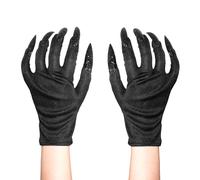 ASFWAGQ Guantes de Halloween largos guantes de uñas negros guantes de disfraz cosplay uñas guantes cosplay accesorios con garras para Halloween fiesta disfraz accesorios, Negro , Talla única