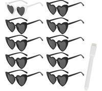 ASFWAGQ Juego de gafas de sol personalizadas con forma de corazón en blanco/negro, ideales para bodas, JGA, carnaval y fiestas temáticas, incluye bolígrafo para ideas creativas de decoración (10