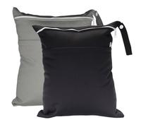 ASFWAGQ Wetbag - Bolsa impermeable para pañales, 2 unidades, con dos bolsillos con cremallera, tamaño grande para bebé, guardería, viajes, natación, viajes, gimnasio, Negro y gris., Clásico
