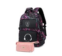 Asge Mochila Escolar para niñas Adolescentes jóvenes Mochila para el Hombro Reflectante para el Exterior Camping Colegio Mochila Grande Resistente al Agua