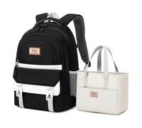 Asge Mochila escolar para niñas con diseño ergonómico, de nailon, resistente al agua, para el tiempo libre, negro1, medium, Casual