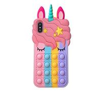 Asgens Funda Pop Bubbles para iPhone X/XS,Lindo Hermoso Dibujos Animados Unicornio Arcoíris Pop Silicona Suave Funda de Teléfono para Apple iPhone X/XS de 5,8 Pulgadas