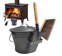 Ash Bucket | Metal Container | Ashs Bucket | Buckets Pails Cans Containers Metals Storage | Ashs Pail | Metal Container with Lid Shovel Broom | Ash Pail with Lid Shovel Broom For Fireplace