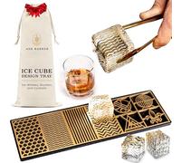 Ash Harbor - Bandeja transparente para hacer cubitos de hielo - Moldes de hielo modernos para bourbon y cócteles en 5 segundos - Sello de cubo de molde de whisky - Accesorios de camarero - Cócteles de