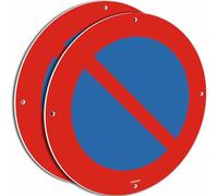 Ashaoza 2 pzs señal prohibido aparcar metal aluminio, 30 Cm cartel prohibido el paso redondo de tráfico para exteriores Ø 30 (cartel prohibido el paso)