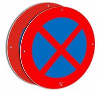 Ashaoza 2 pzs señal prohibido aparcar metal redondo, 30 Cm cartel prohibido el paso aluminio de tráfico para exteriores Ø 30 (cartel prohibido el paso)