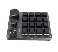 ASHATA 16 Teclas 3 Perillas Teclado de Juego Mecánico, Teclado con un Manos de Teclado Programable Macro Pad, con Luz LED, para Copiar Gráficos PS de Pastoreo (Black)